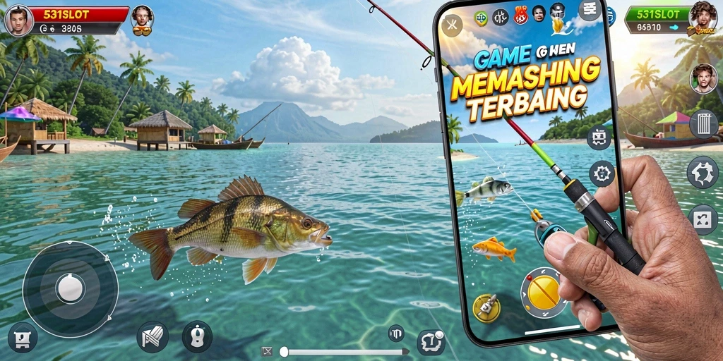 Tangkapan besar dalam gameplay memancing 531SLOT yang menantang.