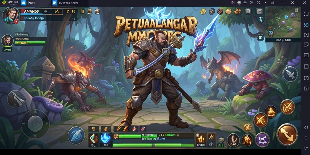 Screenshot gameplay AMAN69 menunjukkan aksi seru dalam pertempuran MMORPG.