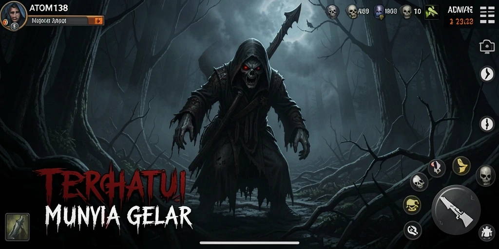 Screenshot ATOM138 menampilkan suasana mencekam dalam gameplay yang intens.