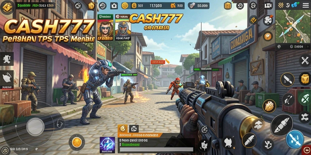 Tangkapan layar gameplay <strong>CASH777</strong> menampilkan pertempuran intens di dunia TPS.