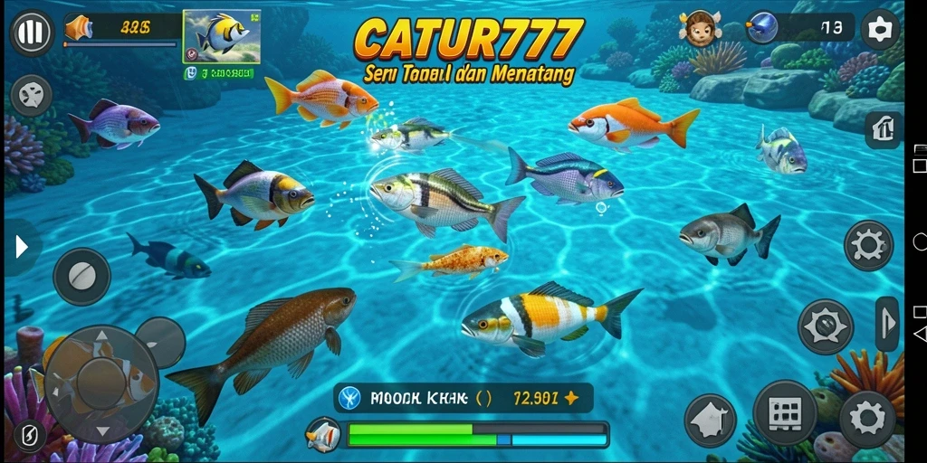 Tampilan gameplay yang menarik dari CATUR777 saat menembak ikan.