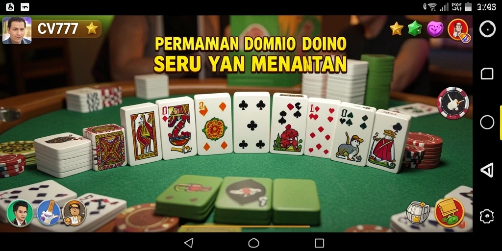 Tampilan gameplay seru dalam CV777 saat bermain domino.