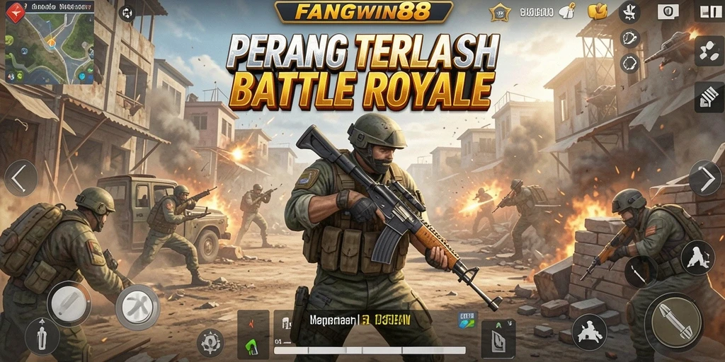 Screenshot gameplay FANGWIN88 menunjukkan momen menegangkan di medan perang.