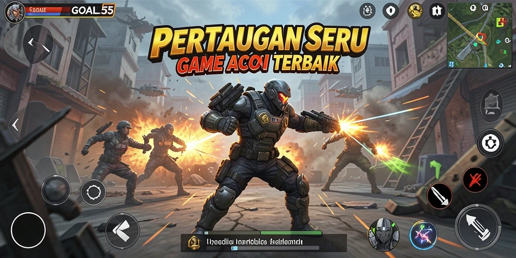 Tampilan gameplay aksi yang mendebarkan di GOAL55.