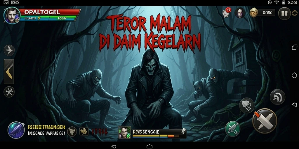 Screenshot gameplay OPALTOGEL menampilkan suasana horor yang mencekam.