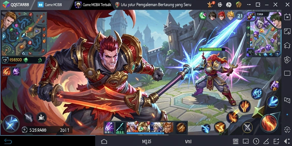 Screenshot gameplay menampilkan pertarungan seru dalam QQSTAR88.