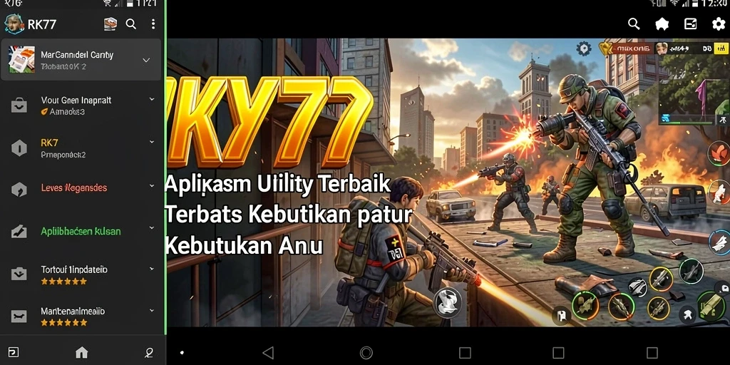 Tampilan screenshot RK77 menunjukkan antarmuka pengguna yang intuitif dan fitur-fitur bermanfaat.