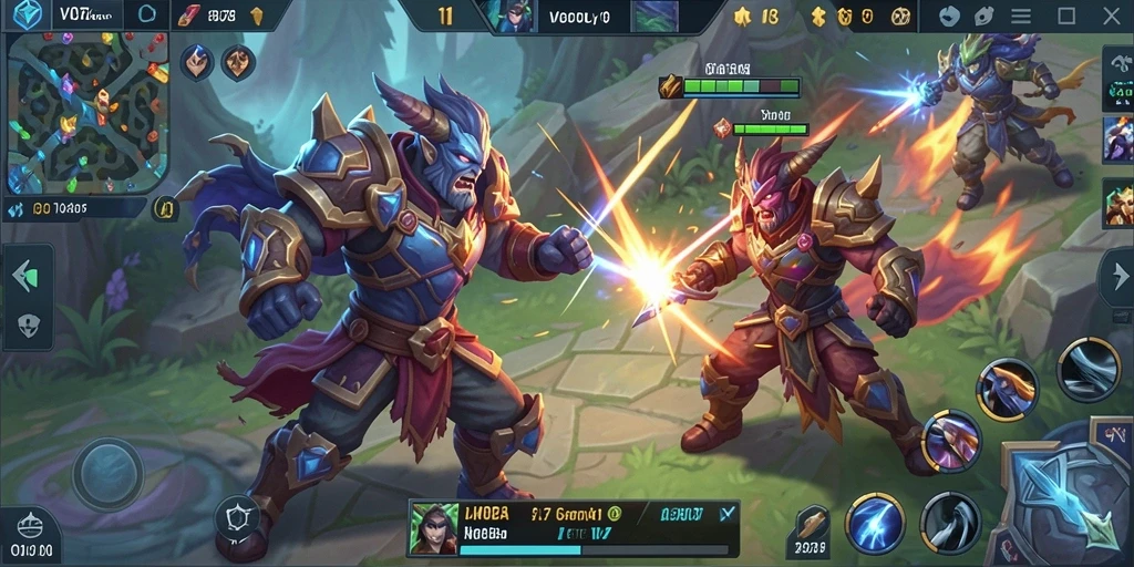 Tangkapan layar gameplay seru V07 dalam aksi MOBA.