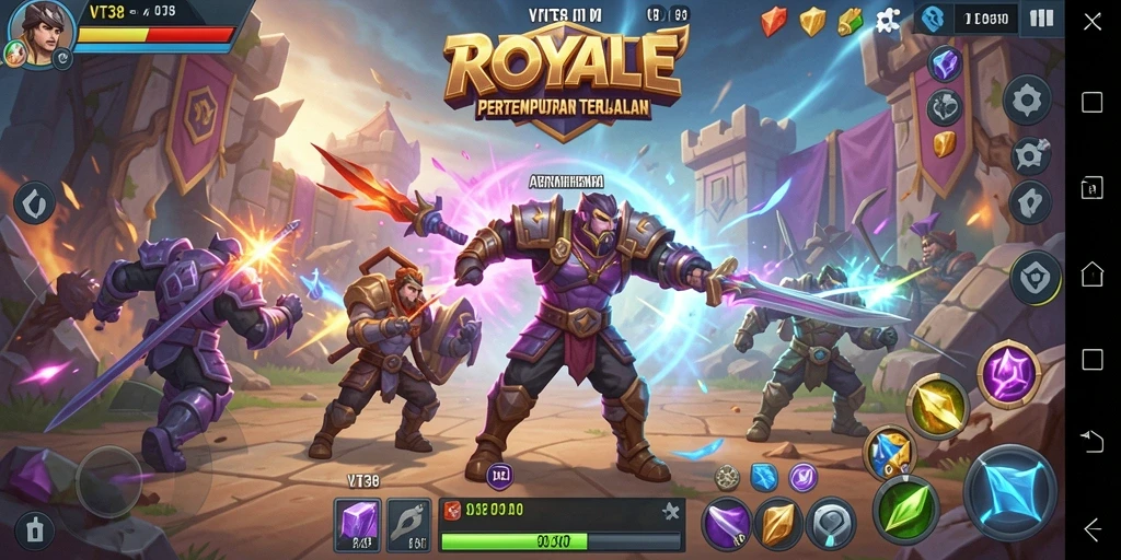 Tangkapan layar dari gameplay VT38 dengan aksi pertempuran yang seru.