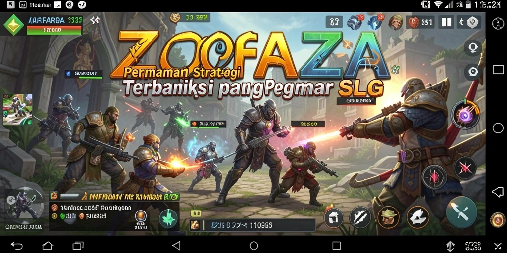 Screenshot gameplay ZOFAZA yang menunjukkan pertempuran strategis.